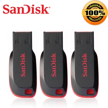 Prvotne SanDisk Cruzer Blade CZ50 USB Flash Disk 64GB 128GB 32 G 16GB 8GB Pero pogon USB 2.0 Podpora uradni preverjanje