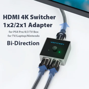 Banja HDMI Switch Bi-Smer 2.0 HDMI Splitter 1x2/2x1 Adapter 2 v 1, iz Pretvornik za PS4 Pro/4/3 TV Box HDMI Preklopnik 4K