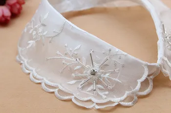 Modna Novost Lok Choker Bombaž Šifon čipke krog dvojno čipke kristalni cvet majica River Za Ženske Trdna Bombaž Snemljiv