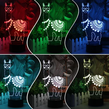Lame 3D Noč Lučka Alpake Igrača Ovce Akril Luče Noč Svetlobe Multicolor Luminaria Abajur LED Dotik Tabela Lampen Doma Otroci Darila