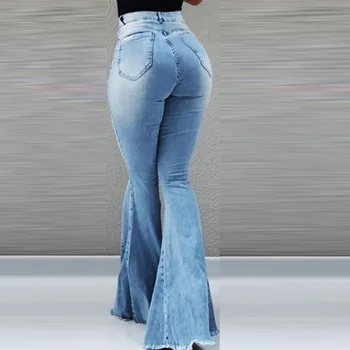Ženske Jeans 2020 Letnik Mikro Rog Ženske Suh Visoko Pasu Denim Flare Slim Hlače Ženske Hlače Plus Velikost Pomlad Jesen D30