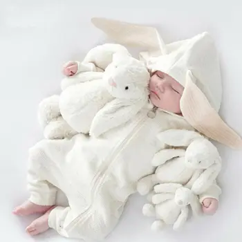 2019 novi veliki Noči novorojenček dojenček fant dekle romper jeseni, pozimi toplo, udobno jumpsuit srčkan zajec ušesa baby hooded oblačila