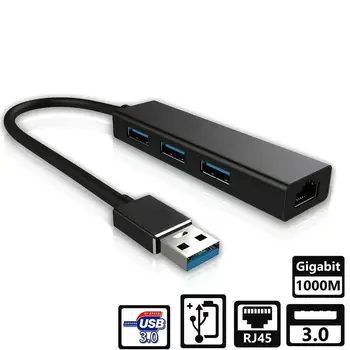 Trajno USB 3.0 Gigabit Ethernet LAN RJ45 Omrežna kartica, 3 Vrata, Razdelilniki za Windows/Mac Računalnik Pribor Kartico Bralci