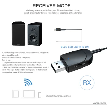 Bluetooth 5.0 Sprejemnik Oddajnik 2 v 1 Mini Stereo Audio Bluetooth AUX RCA, USB, 3.5 mm Jack Za TV PC Komplet Brezžični Adapter