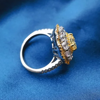 PANSYSEN 925 Sterling Srebro Simulirani Moissanite Citrine Diamond Gemstone Poroko Zaročni Prstan Fine Nakit Trgovini