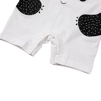 Novorojenček Dojenček Boys Romper Poletje Risanka Panda Tiskanja Kratek Rokav Jumpsuits Obleka Za Malčke Oblačila Bombaž