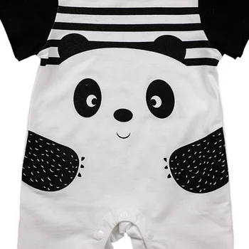 Novorojenček Dojenček Boys Romper Poletje Risanka Panda Tiskanja Kratek Rokav Jumpsuits Obleka Za Malčke Oblačila Bombaž