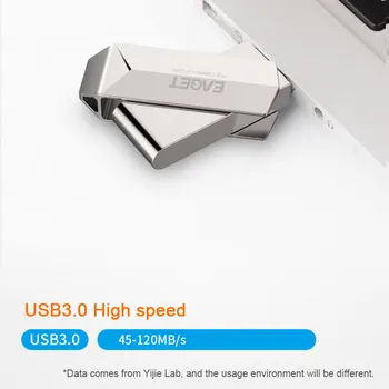 EAGET F70 USB Flash Drive, 64GB Kovinski Nepremočljiva Pendrive USB ključ 32GB Pen Drive Pravi Kapaciteta 16GB USB Flash U disk