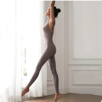 En kos telovadba vaja nastavite šport Seksi votel, zunaj skok obleke za ženske, Brezšivne backless črne hlačne nogavice joga določa