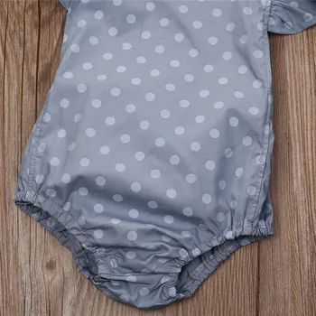 Novo Novorojenčka Obleka Dojencek Dekliška Oblačila Dot Tiskanja Jumpsuit Backless Ruffle Bodysuit Sunsuit Glavo, Obleke, Oblačila 0-18 M