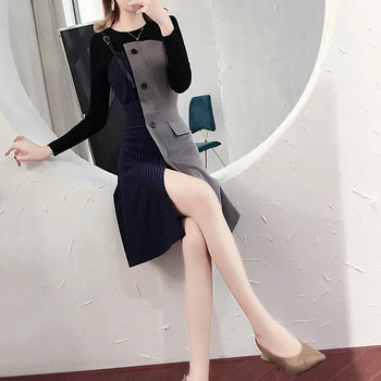 Korejski Vintage Obleko Elegantno Dve Delni Set Pomlad Poletje Obleka Ženske Obleke, Oblačila 2020 Stranka OL Urad Obleko Vestidos