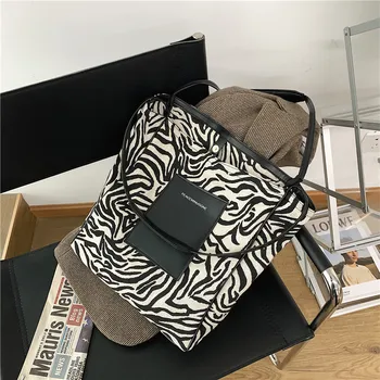 Platno vrečko ženske vrečko 2020 nova trendovska moda zebra print leopard tiskanja vrečko pod pazduho nišo eno-ramo prenosni vedro vreča