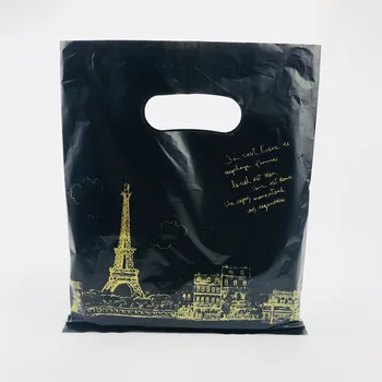 100 kozarcev Black Parizu Stolp Plastičnih Darilne Vrečke Mini 20x25cm Majhen Butični Nakupovanje Oblačil Plastične Vrečke Darilne Vrečke Z Ročaji