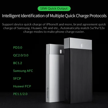 ORICO Moči Banke 10000mAh QC 2.0 3.0 PD 3.0 Zunanje Baterije Banka 18W Hitro Polnjenje Powerbank Za Mobilni Telefon Za Macbook