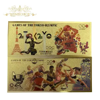 6Pcs/Nastavi Barvo 2020 Tokyo Olimpijske Igre Japonska Bankovcev Jen Bankovcev 99.9% pozlačeni Ponarejenega Denarja Za Zbiranje