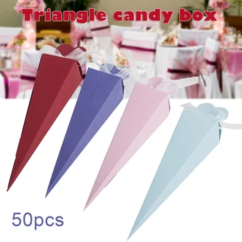 50pcs Stožci Korist šatulji Dolgo Trikotnika Oblike Sweet Candy Polje za Poroko, Rojstni dan GHS99