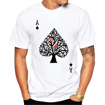 2020 Vroč modni Moški t-shirt poletje najnovejše tiskanih design As za lopato t-shirt Visoke kakovosti beli vrhovi smešno poker t-shirt