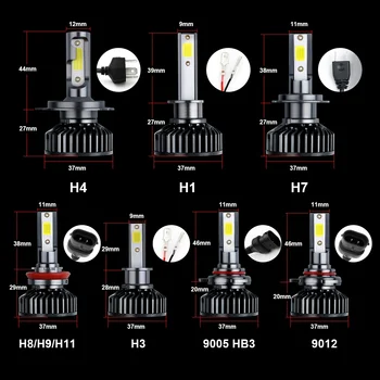 2Pcs/Set LED Avto Smerniki Žarnice H4 H7, H1, H3 H11 9005 HB3 9006 HB4 9004 9007 Teče Auto Luči za Meglo 12000LM 6500K Glavo Svetilka