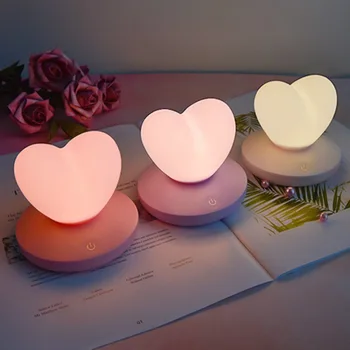 LED Touch Kontrole namizne Svetilke USB, Baterije za dekle Modeliranje žarnice za varčevanje z Energijo Romantična Ljubezen Srce Oblika Dekoracijo Noč Svetlobe
