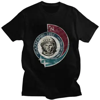 CCCP Jurij Gagarin Leta 1961 T Shirt Homme Bombaž ZSSR Kozmonavt T-shirt Sovjetske zveze Astronavt Tee Kratka Sleeved Poletje Tshirt