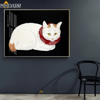 Japonski Slog Srčkan Živali Platno Slikarstvo Mačka Plakat Pop Art Tisk Dekoracijo Sten Sliko za Dnevni Sobi, Otroški Sobi Doma Dekor