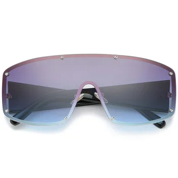 Luksuzni Oversize Punk sončna Očala Ženske 2021 Letnik En Objektiv Rimless sončna Očala Moških Oculos Feminino Lentes Gafas De Sol UV400