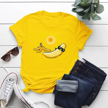 Sončenje Banana Svoboden Ženske T-Shirt Bombaž Poletje Ženska Tshirt Harajuku Grafični Tees Vrhovi