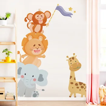 Louyun Živali vzorec nalepke risanka stenske nalepke otroška soba dekoracijo doma dekoracijo QT1633