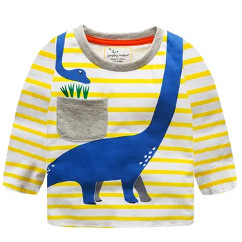 Skoki metrov blagovne Znamke baby fantje t srajce bombaž otroci oblačila z dolgimi rokavi t srajce 2018 nova zasnova dinozavri natisnjeni t srajce