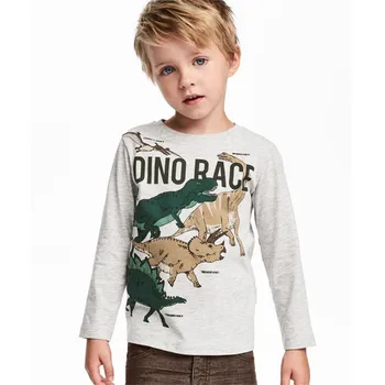 Skoki metrov blagovne Znamke baby fantje t srajce bombaž otroci oblačila z dolgimi rokavi t srajce 2018 nova zasnova dinozavri natisnjeni t srajce