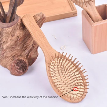 Bambus Hairbrush Lasišča in Masaža Izboljša Zdravje Las Lesa Veslo Detangling Zračne blazine Las Glavnik D30