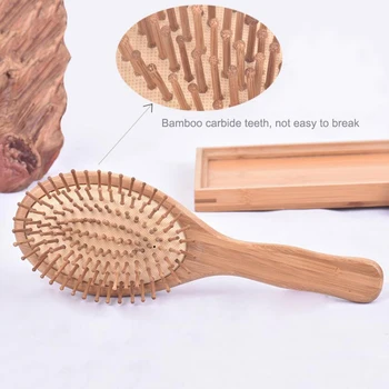 Bambus Hairbrush Lasišča in Masaža Izboljša Zdravje Las Lesa Veslo Detangling Zračne blazine Las Glavnik D30