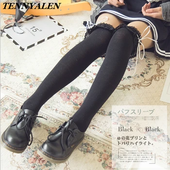 Lolita nogavice Japonski študent čipke nogavice Anime cosplay pribor Kawaii ljubka Lolita punca kostum Dekle dolge nogavice za odrasle
