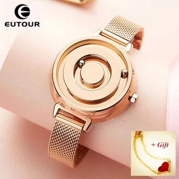 EUTOUR ženske ure magnetni gospe ure top blagovne znamke luksuznih ženskih iz nerjavečega jekla watch zlato ročno uro quartz reloj mujer