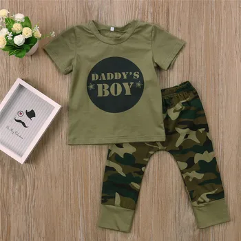 Novorojenček Moda Otroka, Dojenčka Fantje, Dekleta Obleke, Kompleti Vojaške Camo O-vratu Športna T Majica+Prikrivanje, dolge Hlače+Glavo Fantka