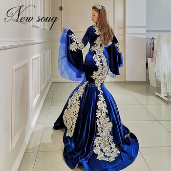 Royal Modra Morska Deklica Prom Obleke, Elegantne Stranka Obleko Muslimanskih Islamske 2020 Appliques Formalno Večerno Obleko Dubaj Novo Vestidos Fiesta
