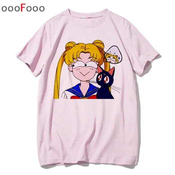 Sailor Moon Fashion Majica S Kratkimi Rokavi Ženske Ženske Vrh Tees Harajuku Kratek Rokav, Nove Ulzzang T-Shirt Luštna Mačka Poleti Tshirt Risanka