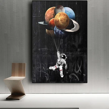 Platno Slikarstvo Astronavt Prostor Sanjajo Zvezde Omejitev Stenske Slike Dnevna Soba Plakate in grafike Doma Dekor Plakatov in Fotografij