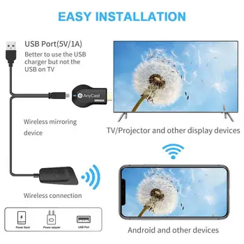 1080P Wireless Display Sprejemnik HD WiFi, TV Dongle, Avdio Adapter Univerzalni za DLNA Miracast Zaslon