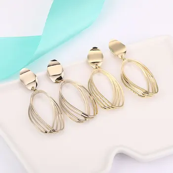 MAIKALE Klasična Preprosta Večplastne Kovin, Spusti Uhani za Ženske Rose Gold Circle Earing Poroko korejski Uhani, Modni Nakit