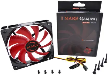Mars Gaming MF12, PC fan, 9 rezila, PC fan rdeča LED osvetlitev, črna/rdeča