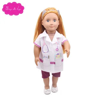 18 inch Dekleta lutka obleko zdravnika bela kirurški obleke kombinezon Ameriški novorojenčka obleko Otroške igrače fit 43 cm lutke otroka c266