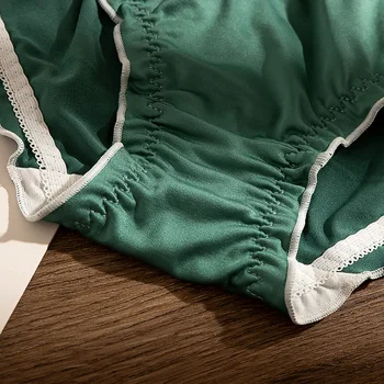 Japonski slog mleko svilene sladko zelena ženske spodnje hlačke seksi čipke saten žensko spodnje perilo