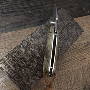 58HRC Ročno Damask jekla rezilo Žep Folding Nož z lupino Ročaj pripomoček nož darilo nož Prostem survival nož