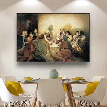 Zadnji Večerji Da Vinci Znanih Oljna slika na Platnu je Jezus Verske Plakatov in Fotografij Stenske Slike za Dnevna Soba Dekor