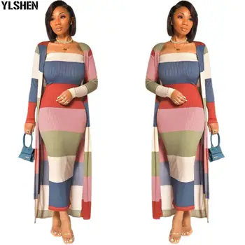2 Kos Set Print Stranka Dolgo Obleko Maxi Afriške Obleke Za Ženske Plus Velikost Dashiki Trak Haljo Ženske Obleke Afriška Oblačila