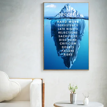 Ledeno goro Uspeha Platno Plakat Krajine Motivacijske Platno Wall Art Ponudbo Nordijska Tiskanja Stenske Slike za dnevno Sobo, Moderno