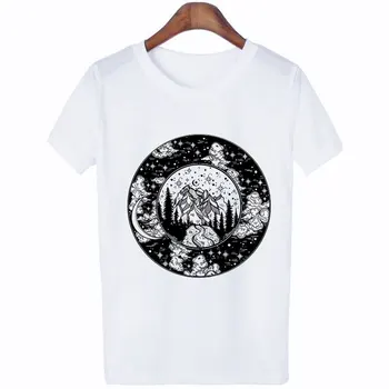 Zvezdnato Gorski Vrh Kozmično Prepričanje, Harajuku Majica Fashion Japonski Ulične Tshirt Hipster Estetske Ženske Majice T-shirt