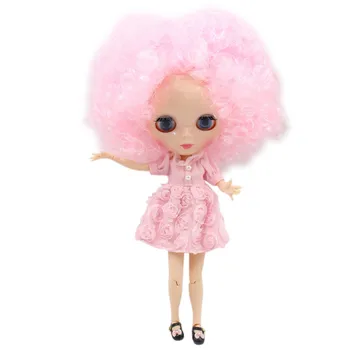 LEDENO DBS Blyth lutka roza malo curl lase z veliko las, SKUPNI organ 1/6 bjd dekle igrače DIY QE126