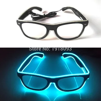 Nov dizajn 10 BARVO Zvoka Aktivno EL žice Neon LED Trak Rave Žareče Očala Light-up igrače Za noč Čarovnic,Cosplay,Poroka